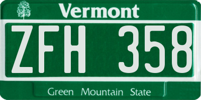 VT license plate ZFH358