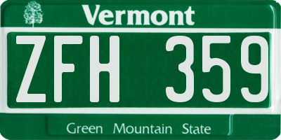 VT license plate ZFH359