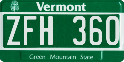 VT license plate ZFH360