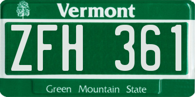 VT license plate ZFH361