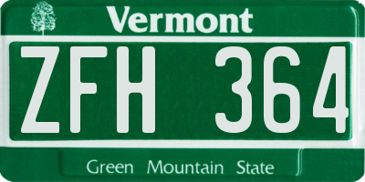 VT license plate ZFH364