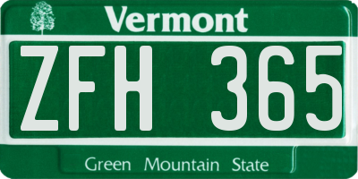 VT license plate ZFH365