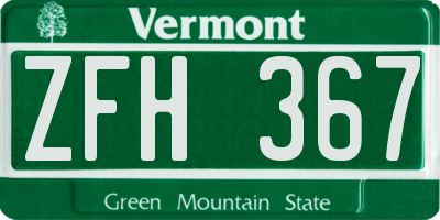 VT license plate ZFH367