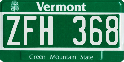 VT license plate ZFH368