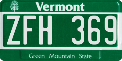 VT license plate ZFH369