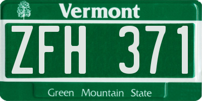 VT license plate ZFH371
