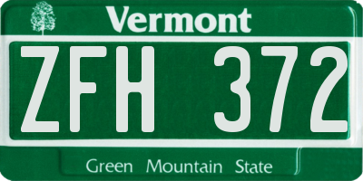 VT license plate ZFH372