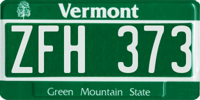 VT license plate ZFH373