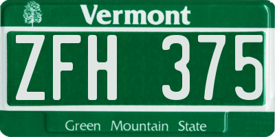 VT license plate ZFH375