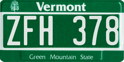 VT license plate ZFH378
