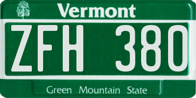 VT license plate ZFH380