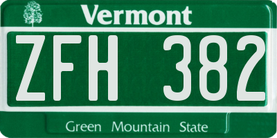 VT license plate ZFH382