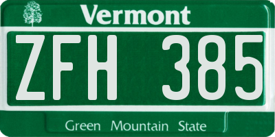 VT license plate ZFH385
