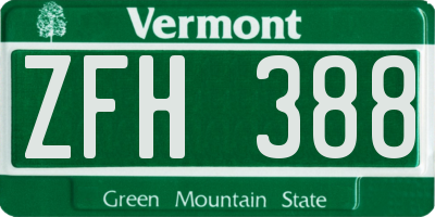 VT license plate ZFH388