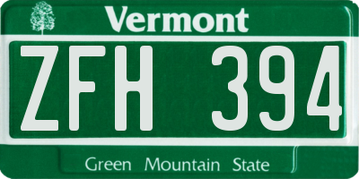 VT license plate ZFH394