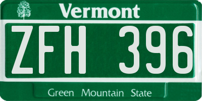 VT license plate ZFH396