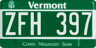 VT license plate ZFH397