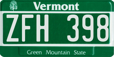 VT license plate ZFH398