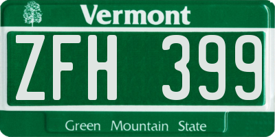 VT license plate ZFH399