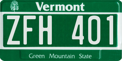 VT license plate ZFH401