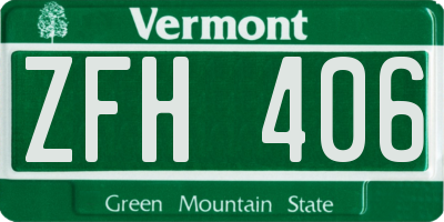 VT license plate ZFH406