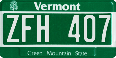 VT license plate ZFH407