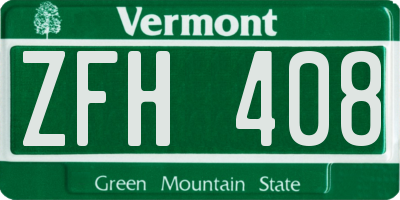 VT license plate ZFH408