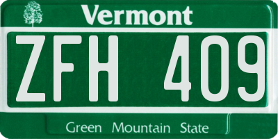 VT license plate ZFH409