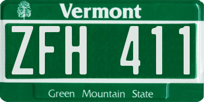 VT license plate ZFH411
