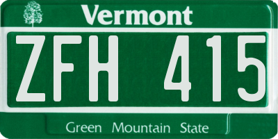 VT license plate ZFH415
