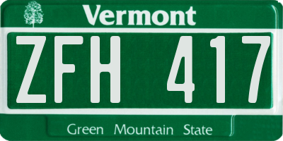 VT license plate ZFH417