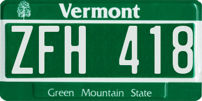 VT license plate ZFH418