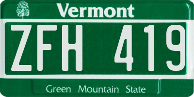 VT license plate ZFH419