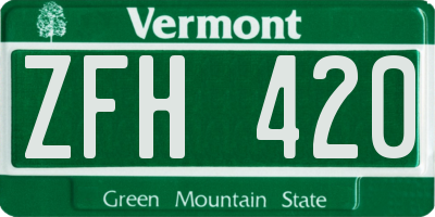 VT license plate ZFH420