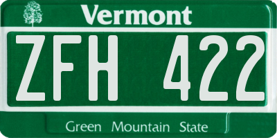 VT license plate ZFH422