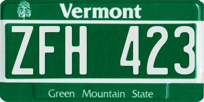 VT license plate ZFH423