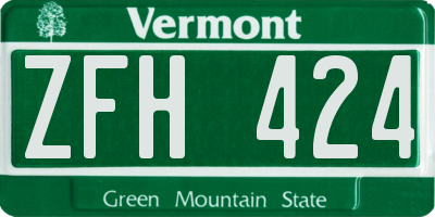 VT license plate ZFH424