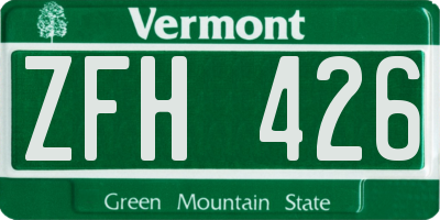 VT license plate ZFH426