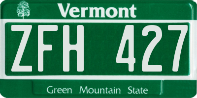 VT license plate ZFH427