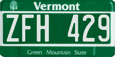 VT license plate ZFH429