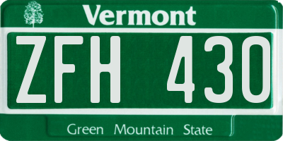 VT license plate ZFH430