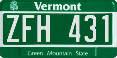 VT license plate ZFH431