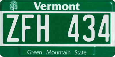 VT license plate ZFH434