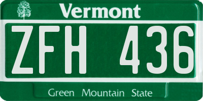 VT license plate ZFH436