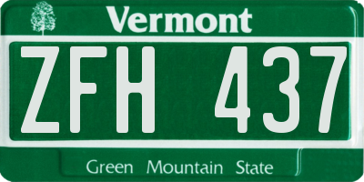 VT license plate ZFH437