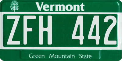 VT license plate ZFH442