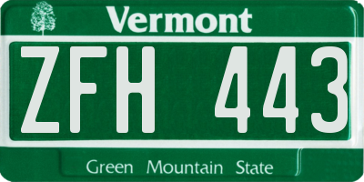 VT license plate ZFH443
