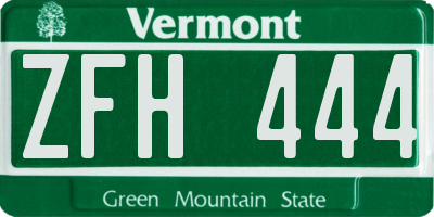 VT license plate ZFH444