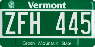 VT license plate ZFH445