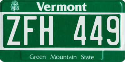 VT license plate ZFH449